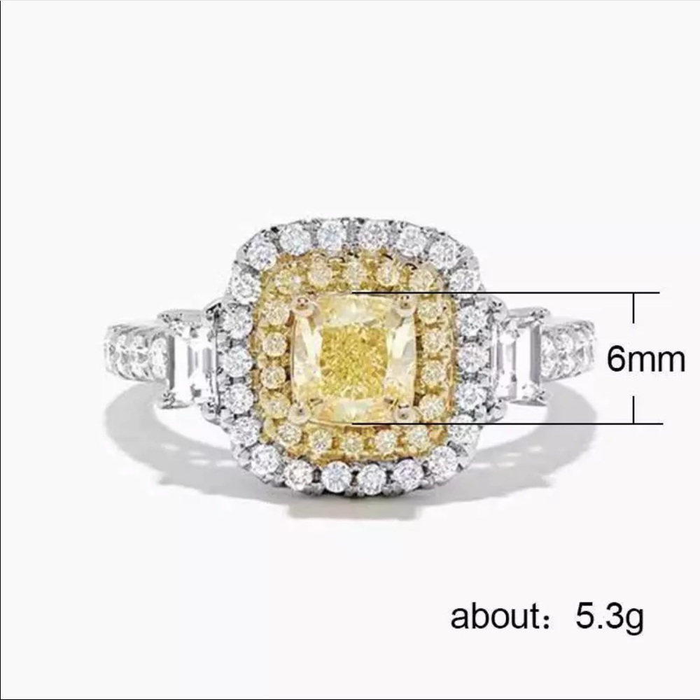 New Square Shape 925 Silver Citrine Ring - Picture 6 of 6
